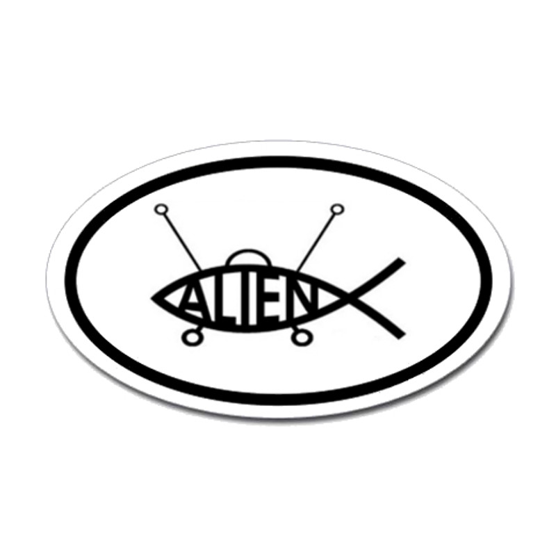 Alien Fish Oval Sticker