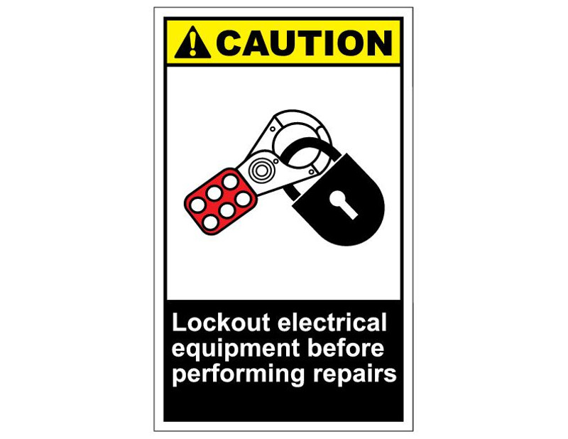 ANSI Caution Lockout Electrical Equipment Before Performing Repairs