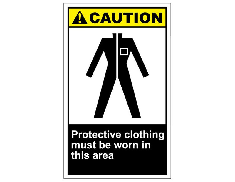 ANSI Caution Protective Clothing Must Be Worn In This Area