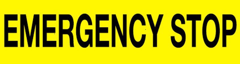 Emergency Stop Label (Black Lettering/ Yellow Background)