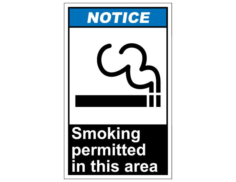 ANSI Notice Smoking Permitted In This Area