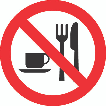 No Eating Or Drinking (ISO Prohibition Symbol)