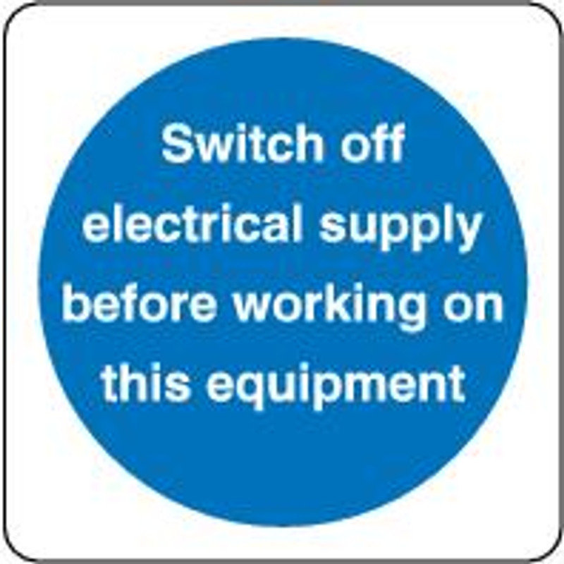 Switch Off Electrical Supply Before Working On This Equipment