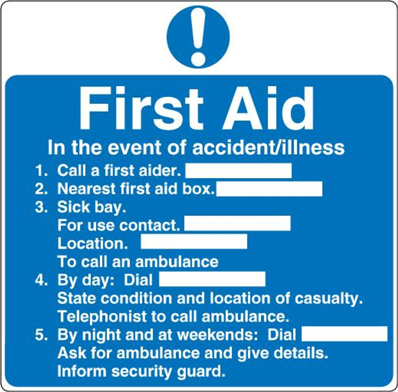 First Aid In The Event Of Accident/Illness