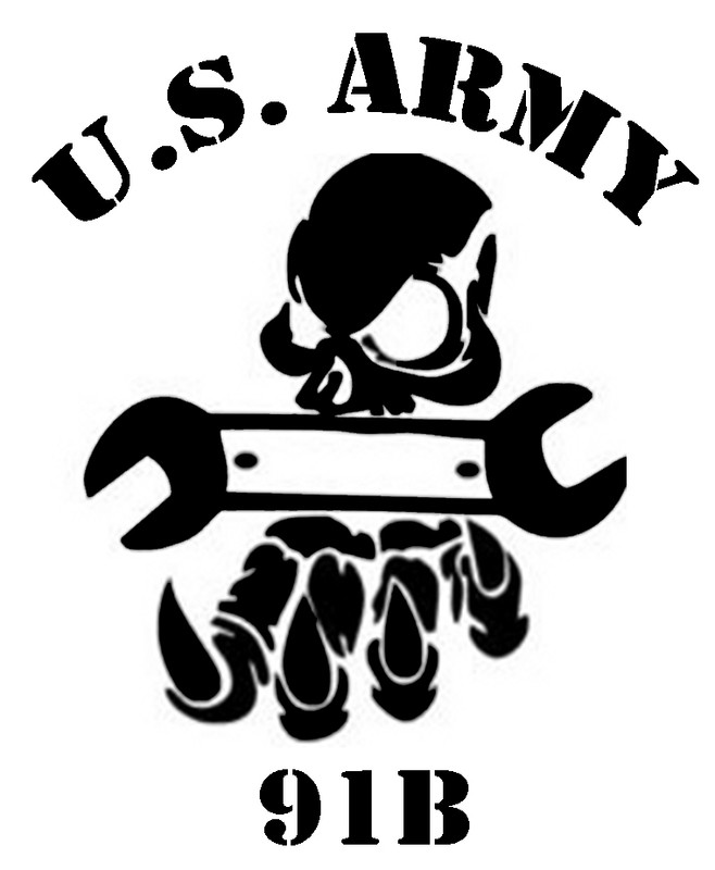 US Army 91B Skull With Tool Decal
