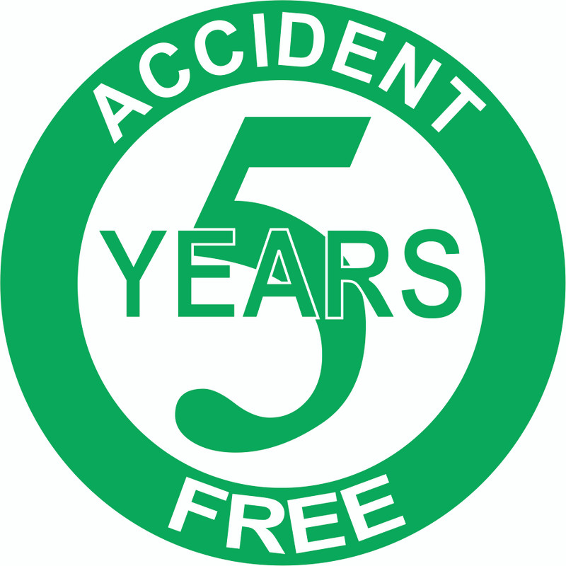 Accident Free 5 Years Hardhat Sticker