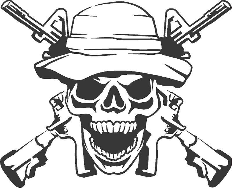 Army Ranger Skull With Guns Decal