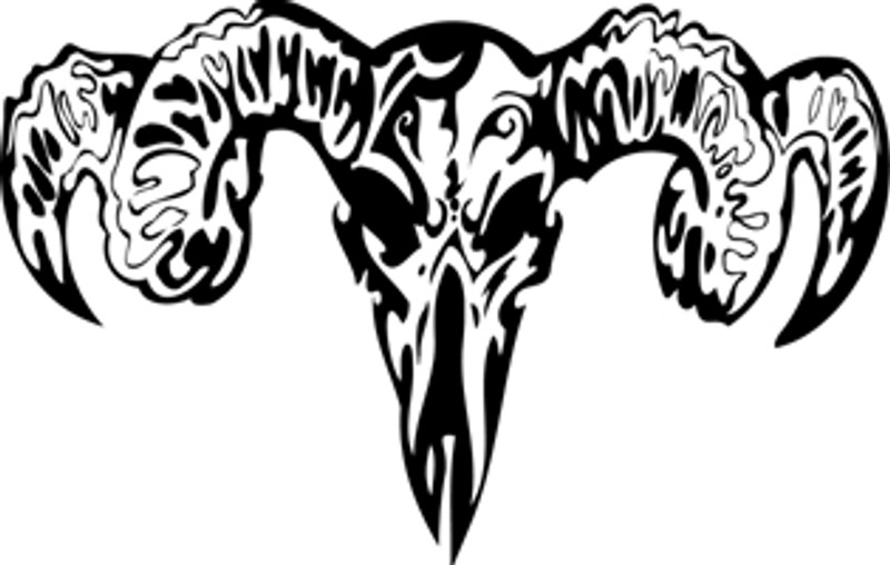 Skull Ram Horns Decal