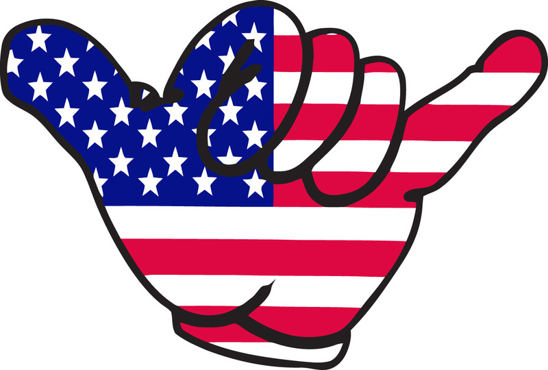 Hand Peace Sign, American Flag Sticker