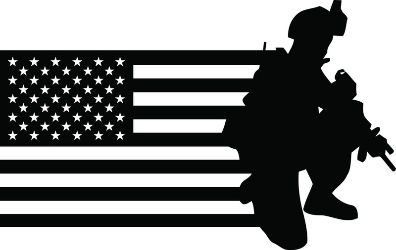 American Flag with Soldier #8 Decal