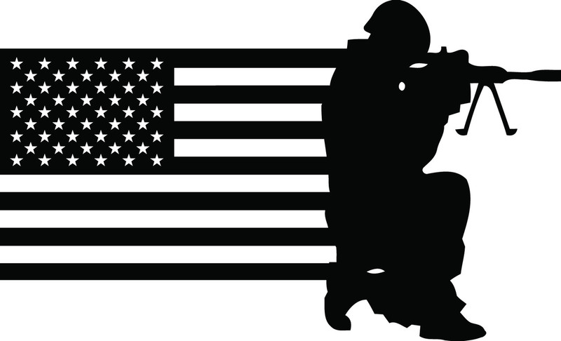 American Flag with Soldier #23 Decal