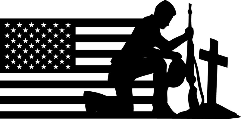 American Flag with Soldier #24 Decal