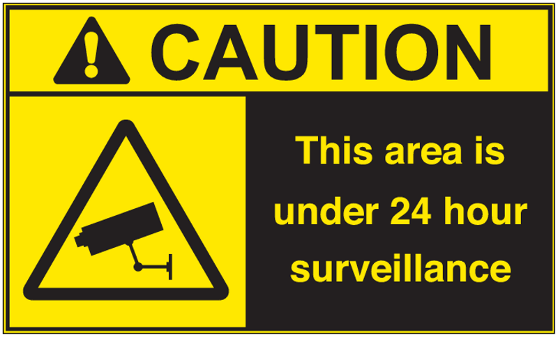 ANSI Caution This Area Is Under 24 Hour Surveillance Vinyl Sign #1