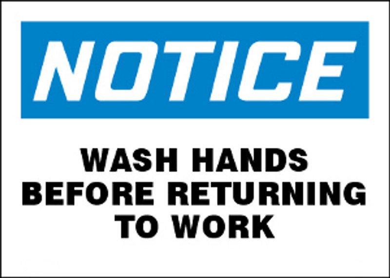 Notice Wash Hands Before Returning to Work Sign