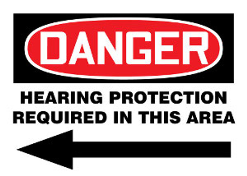 Danger Hearing Protection Required In This Area - LEFT Sign