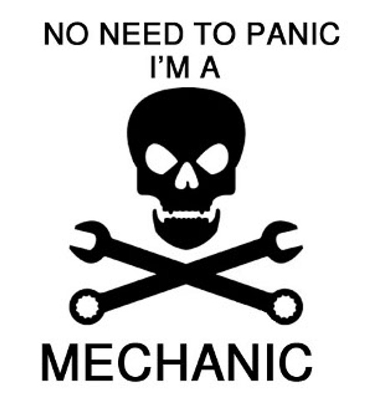 No Need To Panic Mechanic Skull Decal