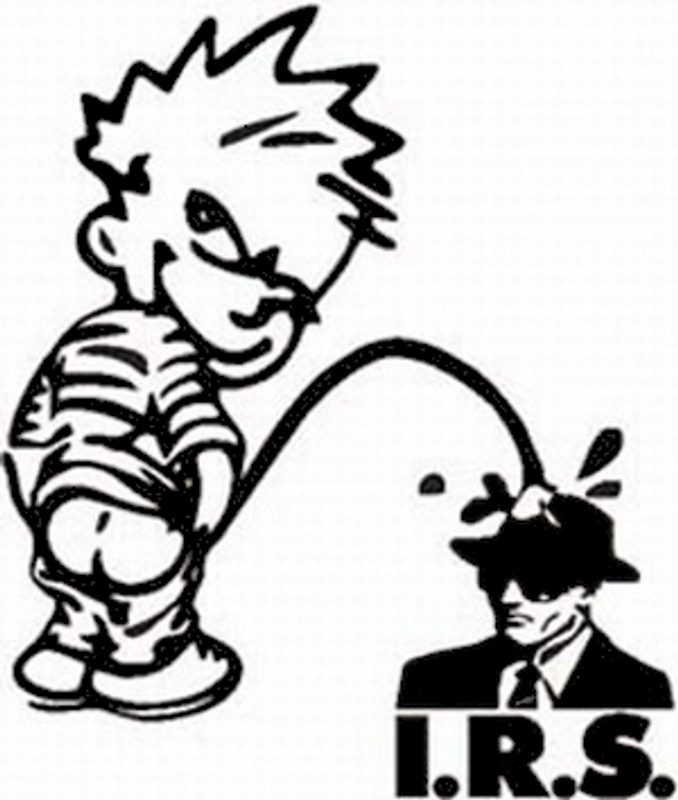 Pissing "Calvin On I.R.S." Decal