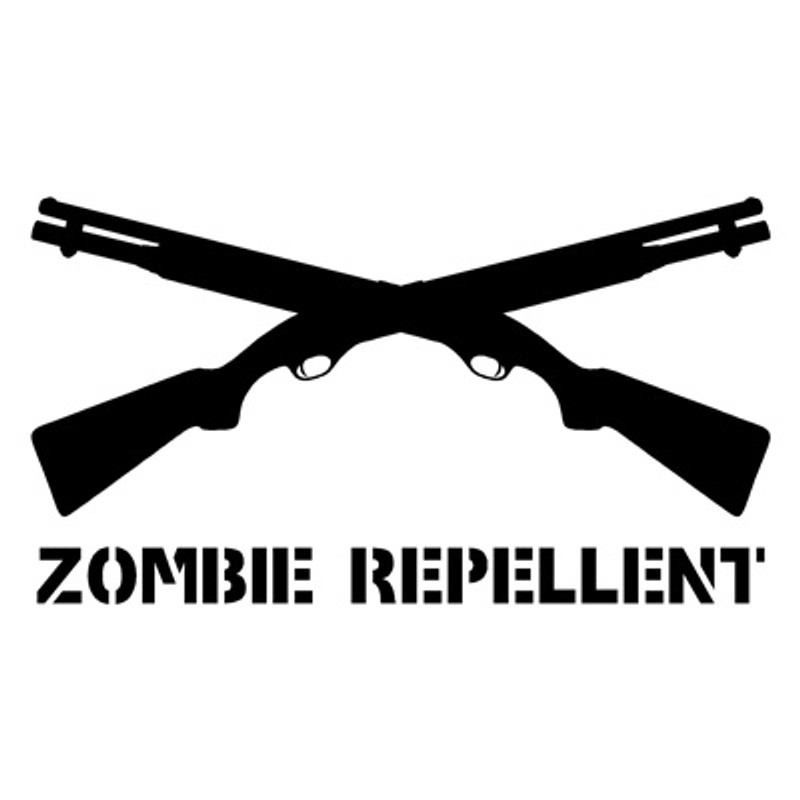 Zombie Repellent Crossed Shotguns Decal