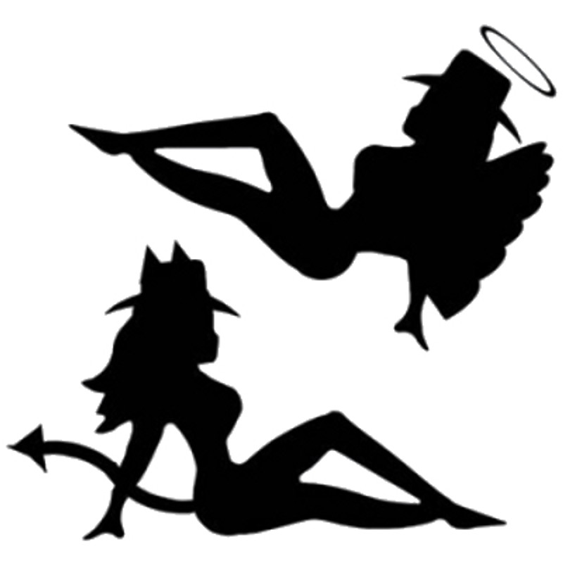 Mudflap Cowgirl Angel & Devil Decal