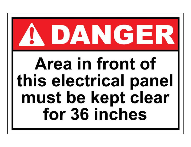ANSI Danger Area In Front Of This Electrical Panel Must Be Kept Clear For 36 Inches