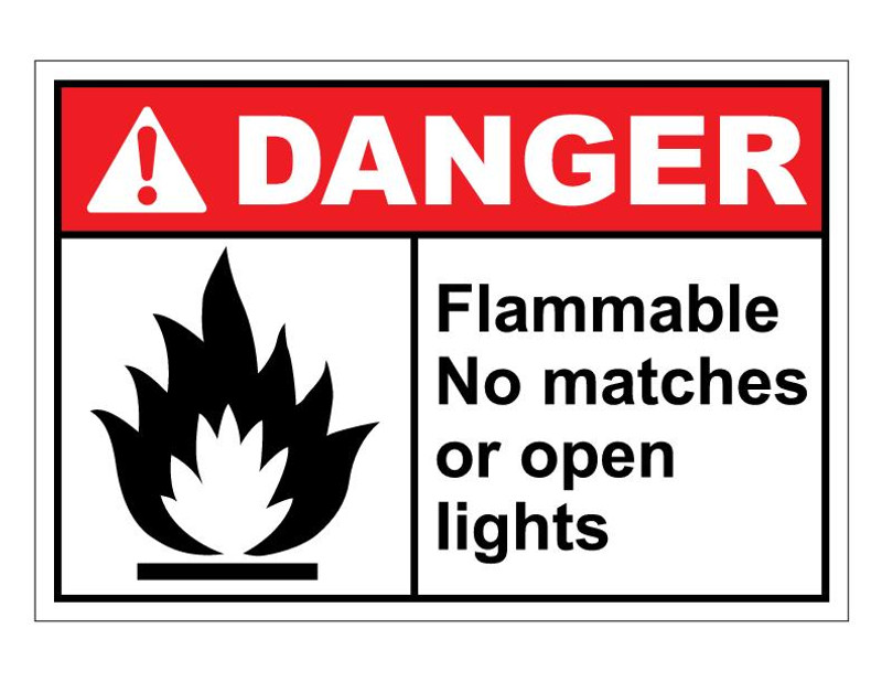 ANSI Danger Flammable No Matches Or Open Lights