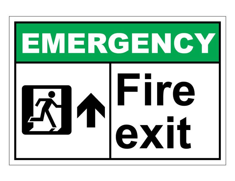 ANSI Emergency Fire Exit With Up Arrow