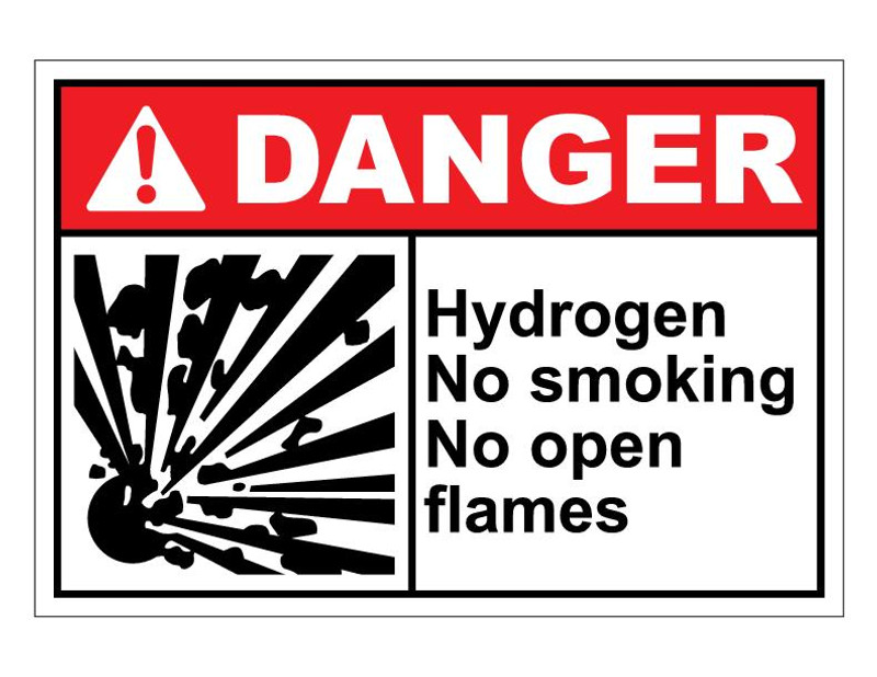 ANSI Danger Hydrogen No Smoking No Open Flames