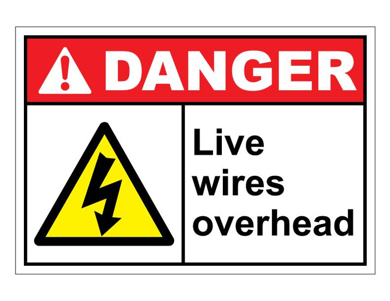ANSI Danger Live Wires Overhead