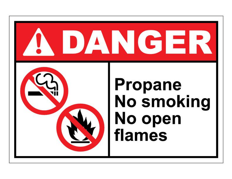 ANSI Danger Propane No Smoking No Open Flames