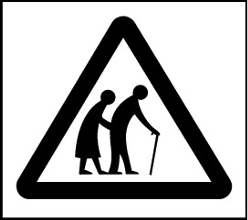 Elderly Person Crossing (Black and White)