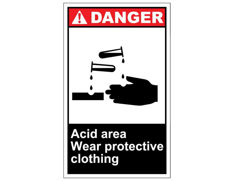 ANSI Danger Acid Area Wear Protective Clothing