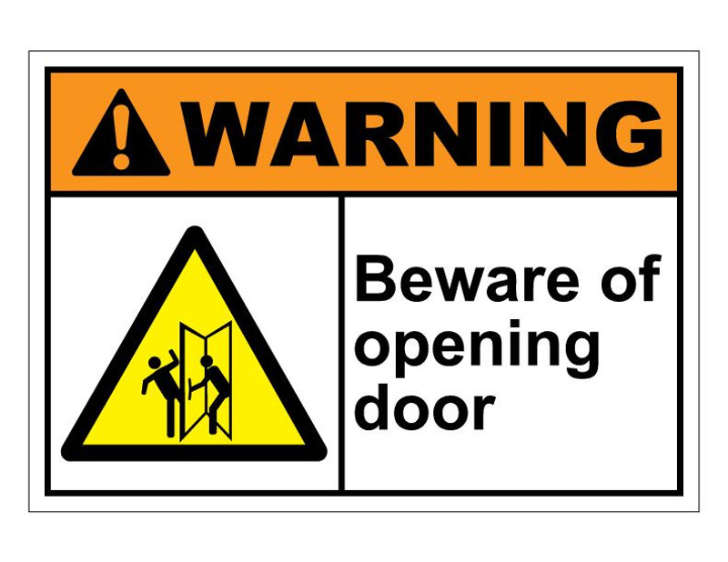ANSI Warning Beware Of Opening Door