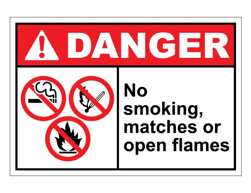 ANSI Danger No Smoking, Matches Or Open Flames