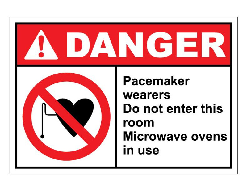 ANSI Danger Pacemaker Wearers Do Not Enter This Room Microwave Oven In Use