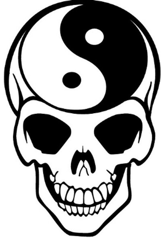 Skull & Yin/Yang Decal