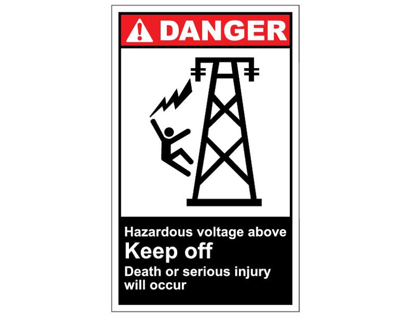 ANSI Danger Keep Off Hazardous Voltage Above Keep Off
