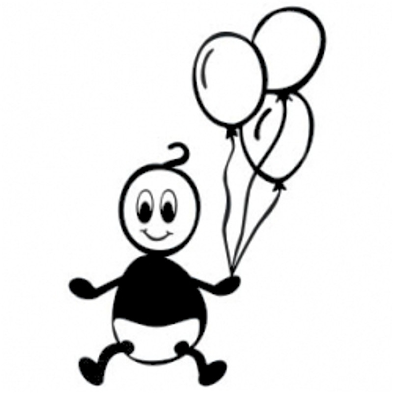 Baby With Balloons Stick Figure Decal