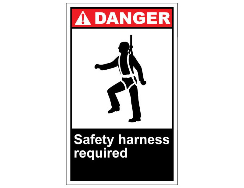 ANSI Danger Safety Harness Required