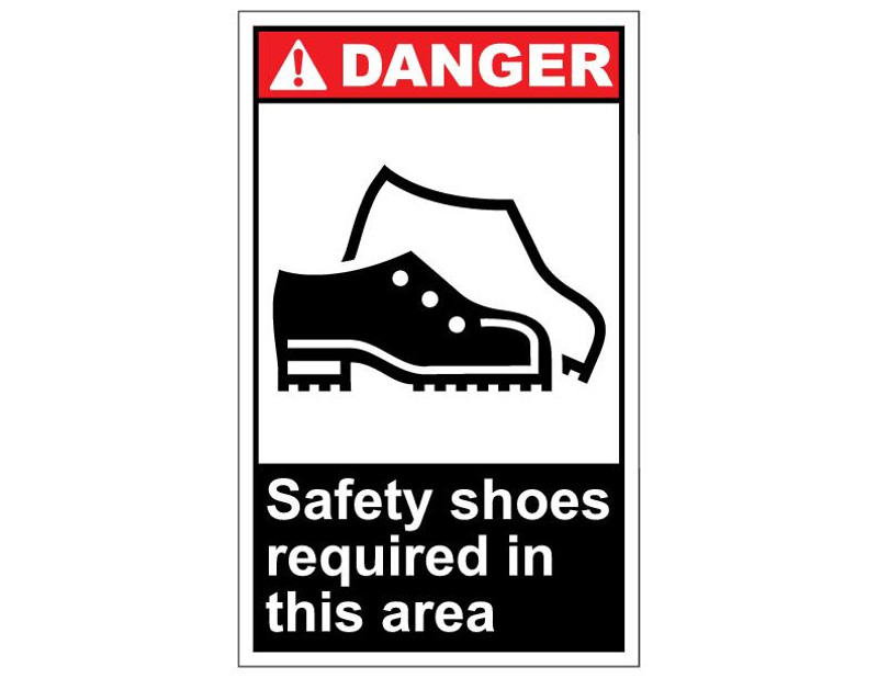 ANSI Danger Safety Shoes Required In This Area