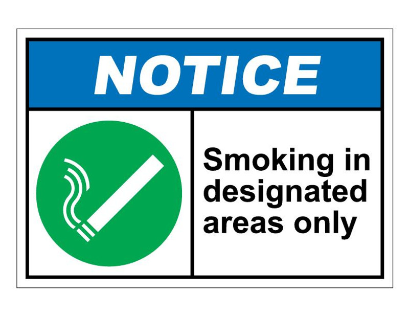 ANSI Notice Smoking In Designated Areas Only
