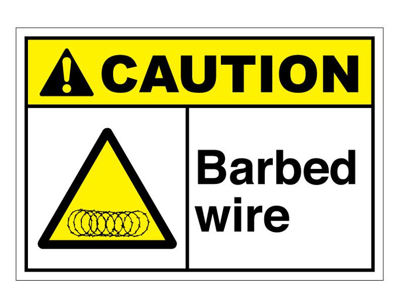 ANSI Caution Barbed Wire