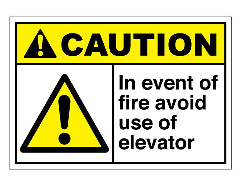 ANSI Caution In Event Of Fire Avoid Use Of Elevator