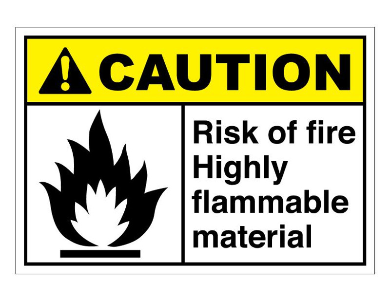 ANSI Caution Risk Of Fire Highly Flammable Material