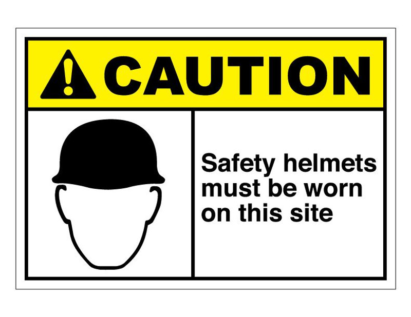 ANSI Caution Safety Helmets Must Be Worn On This Site