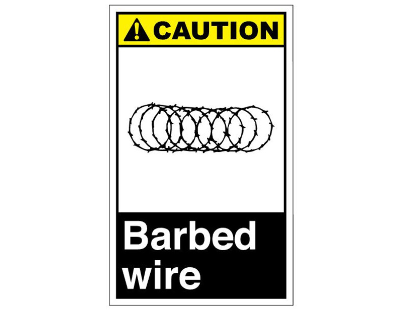 ANSI Caution Barbed Wire