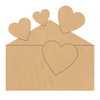 Valentine Heart Envelope MDF Cutout, Wood Heart Craft Shape