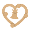 Wooden Christmas Bell Wreath Cutout, Wood Heart Shape