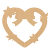 Wooden Christmas Bow Heart Cutout, Wood Heart Shape