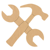 Crossed Hammers Wood Shape, Wooden Hammer Cutout