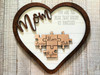 Personalized Mother's Heart Frame | Wood Puzzle Pieces with Names | Layered Rustic Holiday Gift